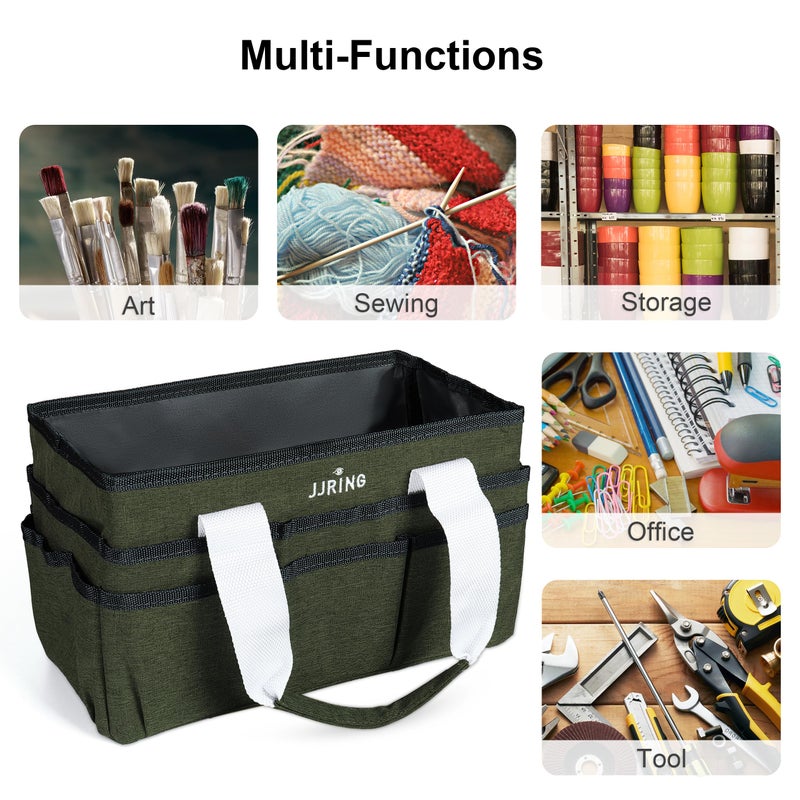 JJRING Craft Organizer Tote Bag  Art Storage Caddy with Multiple Pockets  Sap Green Sewing Bag for Art  Craft  Scrapbooking  Medical  and Office Supplies Storage - Image 5